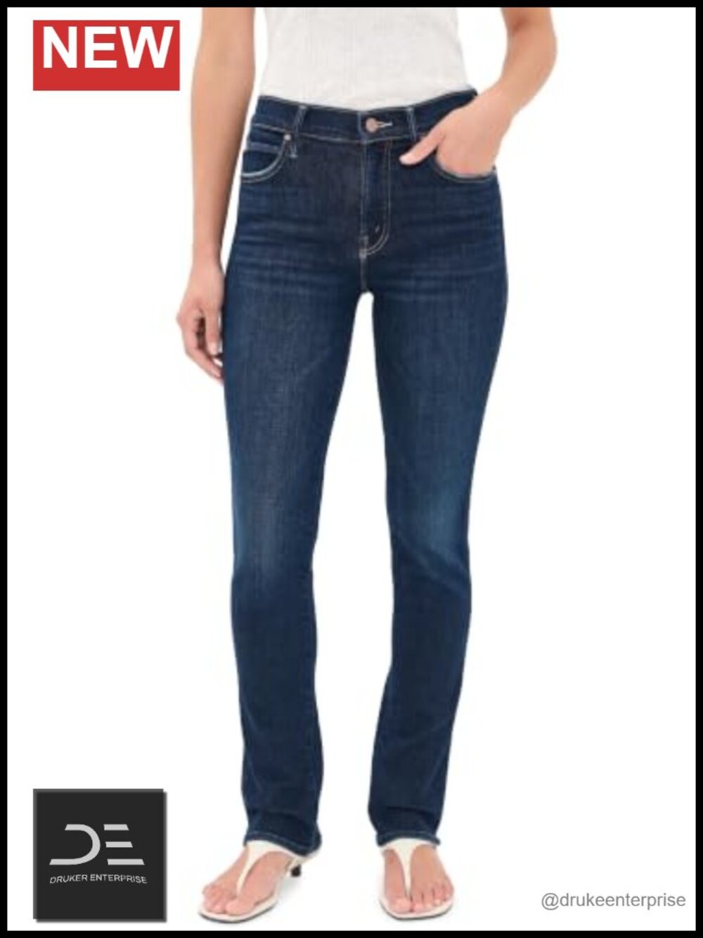 Mid-Rise Stretch Denim Jeans 5-Pocket Button Fly